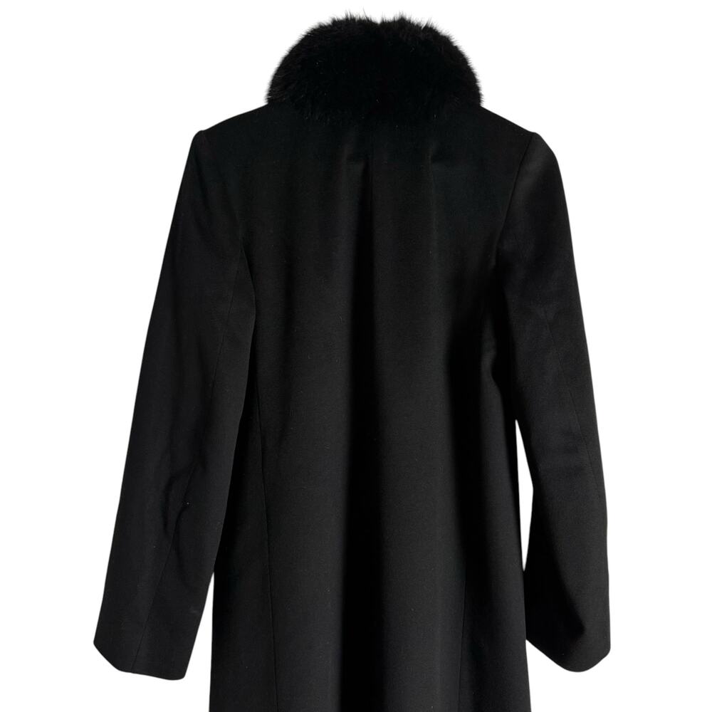 Fleurette Loro Piana Italian Wool Black Fox Fur Trim Collar Coat Size 10 - Picture 10 of 16